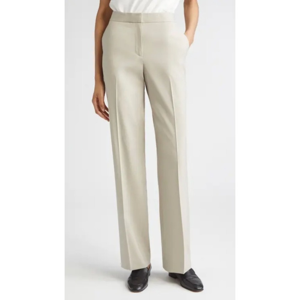 Lafayette 148 NWT Khaki Cotton Stretch‎ Tailored Pants Size 4 Retail $298
